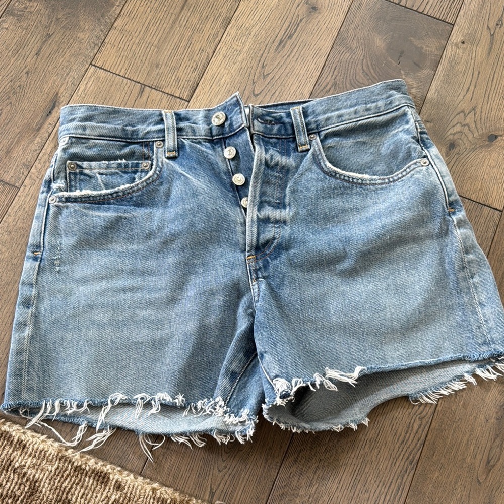 Citizens Of Humanity Blue Jean Shorts Distressed High-Waisted